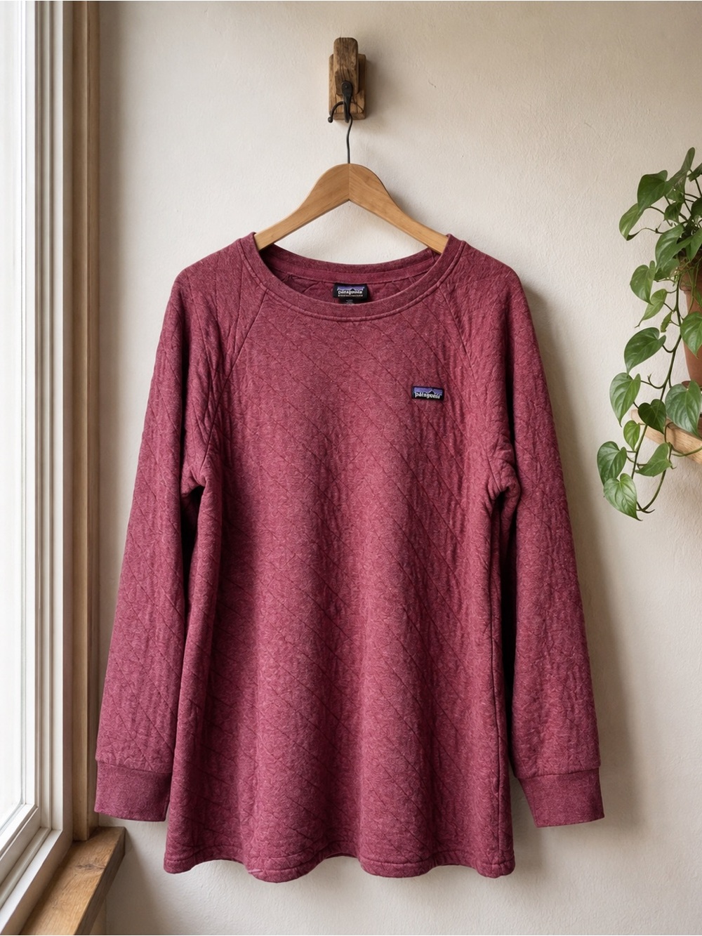 Patagonia Organic Cotton Quilt Tunic Light Balsamic Purple XL Pullover